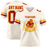 Custom Cream Red-Gold Authentic Football Jersey