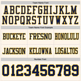 Custom Cream Navy-Gold Authentic Football Jersey
