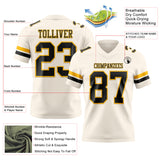 Custom Cream Black-Gold Authentic Football Jersey