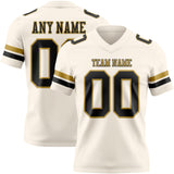 Custom Cream Black-Old Gold Authentic Football Jersey
