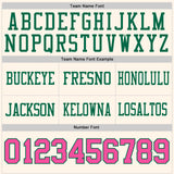 Custom Cream Pink-Kelly Green Authentic Football Jersey