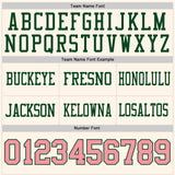 Custom Cream Medium Pink-Green Authentic Football Jersey