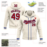Custom Stitched Cream Red-Royal Baseball Pullover Sweatshirt Hoodie