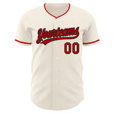 Custom Cream Red-Black Authentic Baseball Jersey