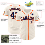 Custom Cream Navy-Orange Authentic Baseball Jersey