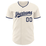 Custom Cream Navy Authentic Baseball Jersey