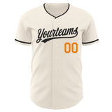 Custom Cream Black-Bay Orange Authentic Baseball Jersey