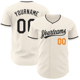 Custom Cream Black-Bay Orange Authentic Baseball Jersey