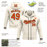 Custom Stitched Cream Orange-Black Baseball Pullover Sweatshirt Hoodie