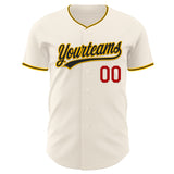Custom Cream Red Gold-Black Authentic Baseball Jersey