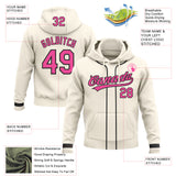 Custom Stitched Cream Pink-Black Baseball Pullover Sweatshirt Hoodie
