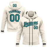 Custom Stitched Cream Teal-Black Baseball Pullover Sweatshirt Hoodie