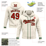 Custom Stitched Cream Red-Green Baseball Pullover Sweatshirt Hoodie