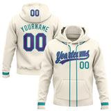 Custom Stitched Cream Purple-Teal Baseball Pullover Sweatshirt Hoodie