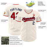 Custom Cream Red-Navy Authentic Baseball Jersey
