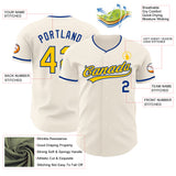Custom Cream Yellow-Royal Authentic Baseball Jersey