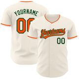 Custom Cream Orange-Green Authentic Baseball Jersey