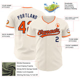 Custom Cream Orange-Navy Authentic Baseball Jersey