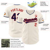 Custom Cream Navy-Red Authentic Baseball Jersey