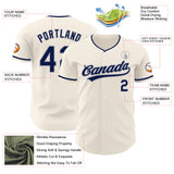 Custom Cream Navy-Gray Authentic Baseball Jersey
