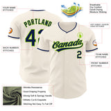 Custom Cream Navy-Neon Green Authentic Baseball Jersey