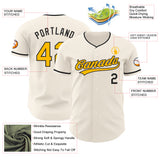 Custom Cream Gold-Black Authentic Baseball Jersey