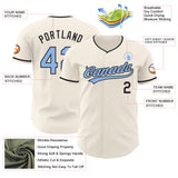 Custom Cream Light Blue-Black Authentic Baseball Jersey