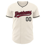 Custom Cream Crimson-Black Authentic Baseball Jersey