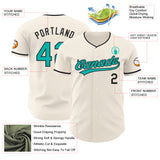 Custom Cream Aqua-Black Authentic Baseball Jersey