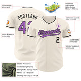 Custom Cream Medium Purple-Black Authentic Baseball Jersey