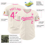 Custom Cream-Pink Authentic Baseball Jersey