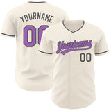 Custom Cream Medium Purple-Steel Gray Authentic Baseball Jersey
