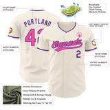 Custom Cream Pink-Purple Authentic Baseball Jersey