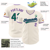 Custom Cream Kelly Green-Purple Authentic Baseball Jersey