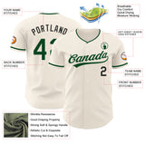 Custom Cream Green-Black Authentic Baseball Jersey