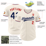 Custom Cream Navy Red-White Authentic Baseball Jersey