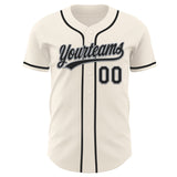 Custom Cream Black-Gray Authentic Baseball Jersey