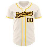 Custom Cream Brown-Yellow Authentic Baseball Jersey