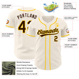 Custom Cream Brown-Yellow Authentic Baseball Jersey