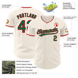 Custom Cream Kelly Green-Red Authentic Baseball Jersey