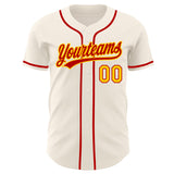 Custom Cream Yellow-Red Authentic Baseball Jersey