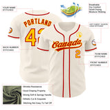 Custom Cream Yellow-Red Authentic Baseball Jersey