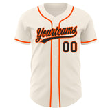 Custom Cream Black-Orange Authentic Baseball Jersey