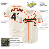 Custom Cream Black-Orange Authentic Baseball Jersey