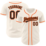 Custom Cream Black-Orange Authentic Baseball Jersey