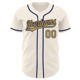 Custom Cream Old Gold-Navy Authentic Baseball Jersey