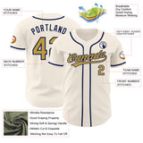 Custom Cream Old Gold-Navy Authentic Baseball Jersey