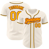 Custom Cream Gold Orange-Brown Authentic Baseball Jersey