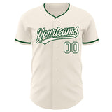 Custom Cream-Green Authentic Baseball Jersey