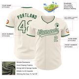 Custom Cream-Green Authentic Baseball Jersey